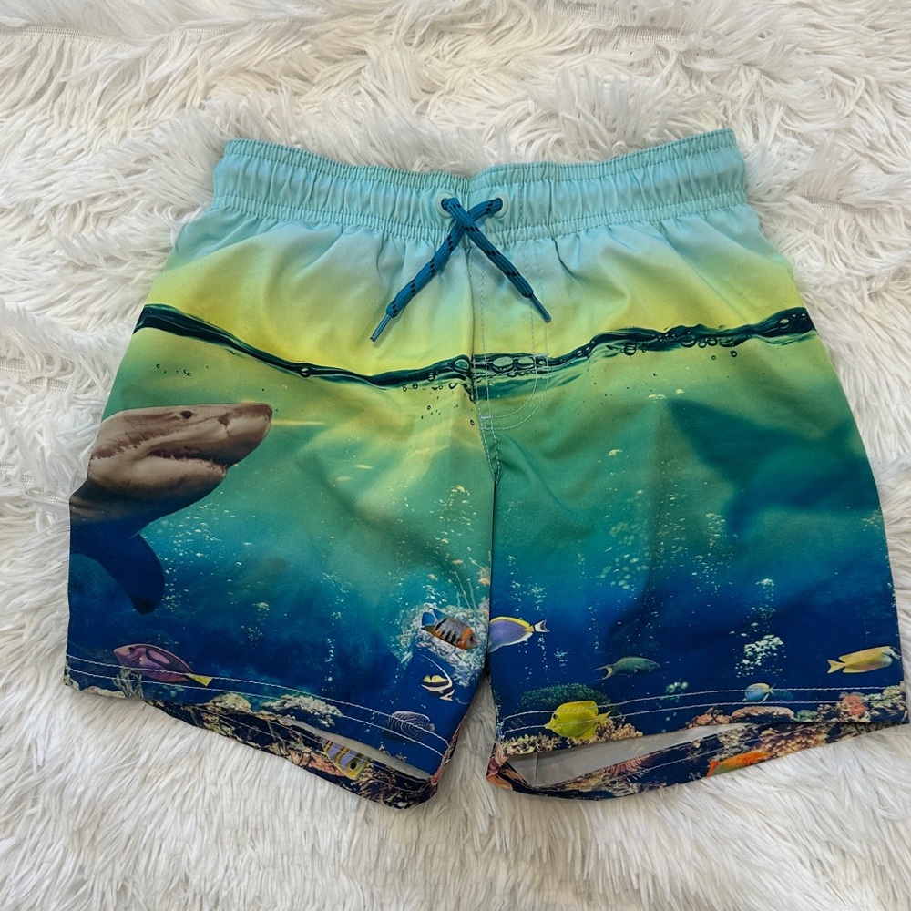 wonder nation Ocean Scene Swim Shorts in Teal and Blue